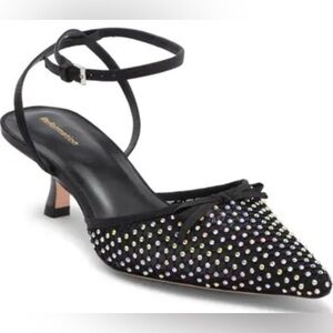 Reformation WADE ANKLE WRAP CRYSTAL EMBELLISHED KITTEN HEELS US 9 New RARE